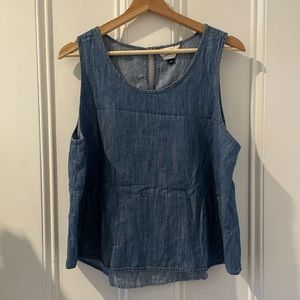 Universal Thread Denim/Chambray High-neck Swing Tank Top (Size L)